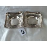 Pair of bonbon dishes of square outline, 3.25” wide by JD & WD