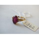 9ct. red stone lozenge ring