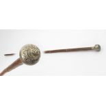 Irish Army swagger stick. The white metal spherical top with the badge of Óglaigh na hÉireann.