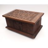 1981 H-Block Hunger Strikes commemorative carved chest. A carved hardwood chest the flat lid low-