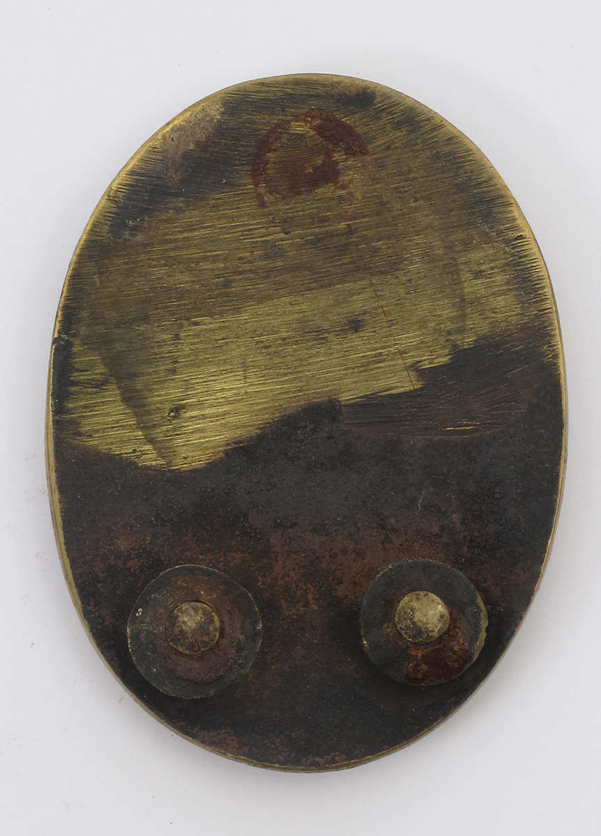 Circa 1790. Castle Dillon Infantry, Co. Kildare, cross belt plate. A brass oval convex cross belt - Image 2 of 2