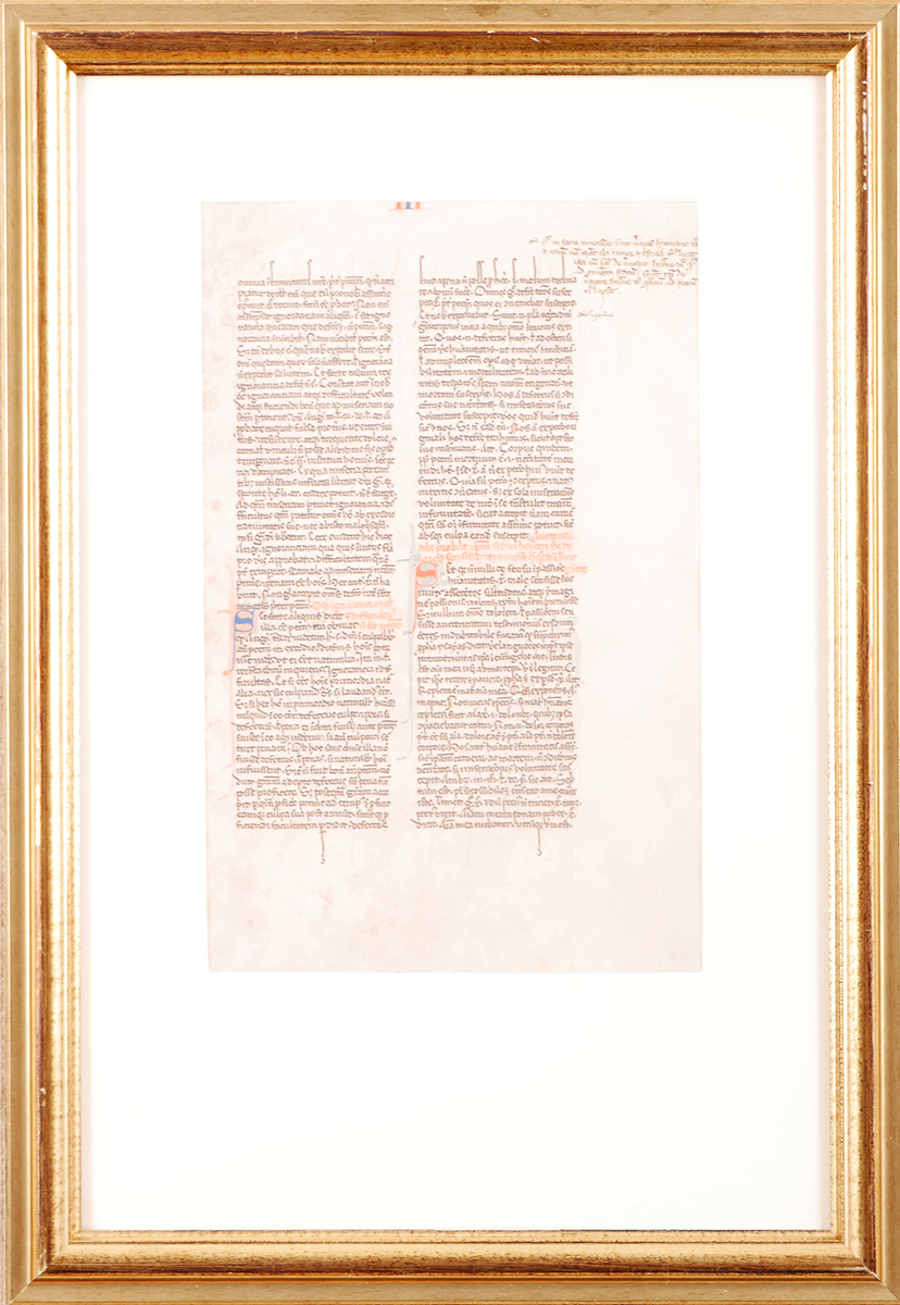 14th Century Leaf from Petrus Lombardus' Quatuor Libri Sententiarum. A leaf from Quatuor Libri - Image 2 of 3