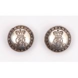 Circa 1780, Aghnahoe (Co. Tyrone) Infantry buttons. A pair of white metal, domed buttons, the