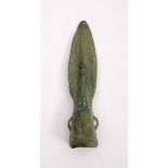 1st Millennium BC bronze age British spearhead: A small bronze looped and socketted spearhead with