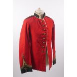Victorian Connaught Rangers officer's parade dress tunic. The scarlet tunic with gilt embroidered