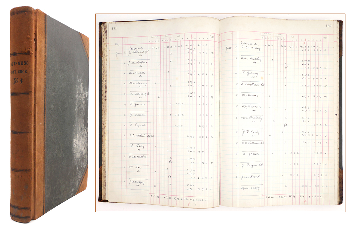 1936-37 Guinness Day Book No. 4. A folio ledger, quarter calf bound with embossed title to spine,