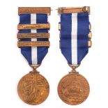 1939-1946 Merchant Marine medal, with three bars. To an unknown recipient, on replacement ribbon.