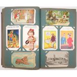 Postcards. four antique albums with mixed ranges. (1400 approx.) Includes Irish and foreign topo,