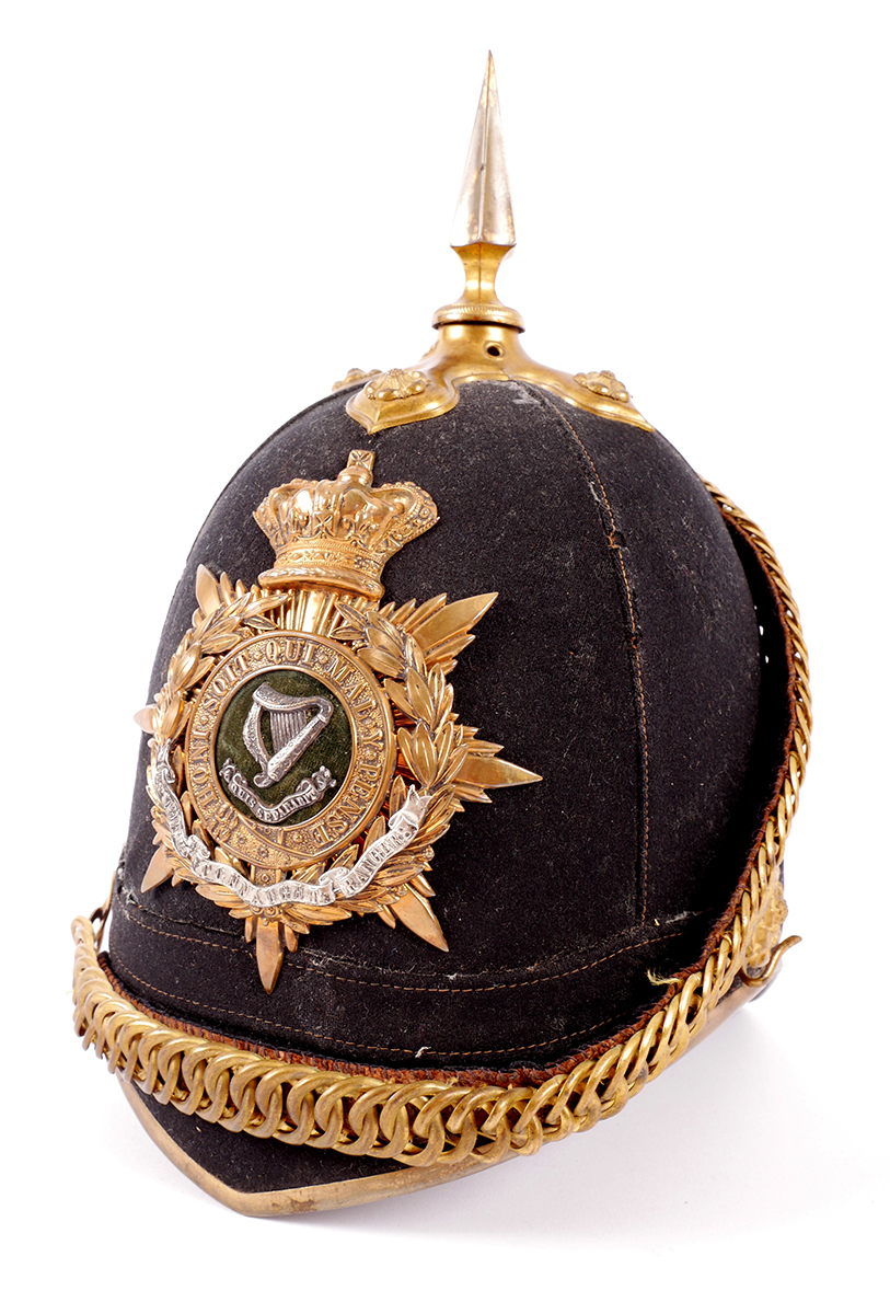 1882 Connaught Rangers officer's helmet. 1878 home service pattern cloth helmet by Hobson & Sons,