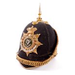 1882 Connaught Rangers officer's helmet. 1878 home service pattern cloth helmet by Hobson & Sons,