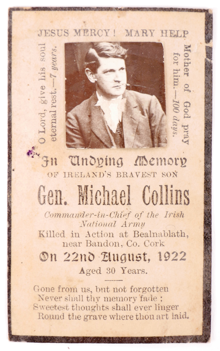 1922 (22 August) General Michael Collins In Memoriam card With real photograph tipped on.