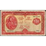 Central Bank of Ireland, 'Lady Lavery', Twenty Pounds, 12-8-50. 04X 042480, signed Brennan and