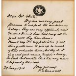 1916 (May 27) Facsimile letter from General Maxwell to The Irish Automobile Club Ambulance