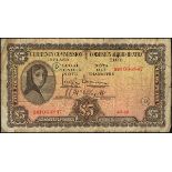 Currency Commission 'Lady Lavery' Five Pounds, War Code, 4-5-42. 58T 034847, War Code 'D', signed