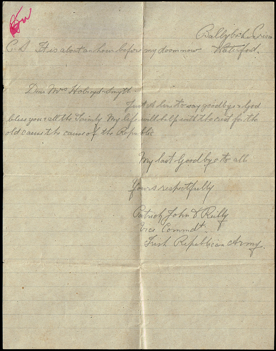 1922-1923 Archive of letters between Republican prisoners and Lady Holroyd Smyth and related