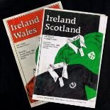 Rugby, 1982 Ireland v. Wales and v. Scotland, signed programmes for Ireland's Triple Crown winning