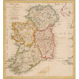 1774 Map of Ireland by Samuel Dunn. A hand-coloured, engraved map, Ireland Divided into its Four
