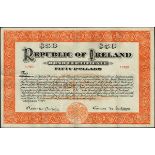 1920 Republic of Ireland Bond Certificate for Fifty Dollars Issued by Dáil Eireann, with printed