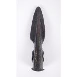 2nd Millennium BC Bronze Age Irish spearhead. An Irish bronze socketted spearhead with tapering