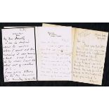 Autograph letters by Rose Maynard Barton, The Hon. Emily Lawless and George Sigerson. A two-page