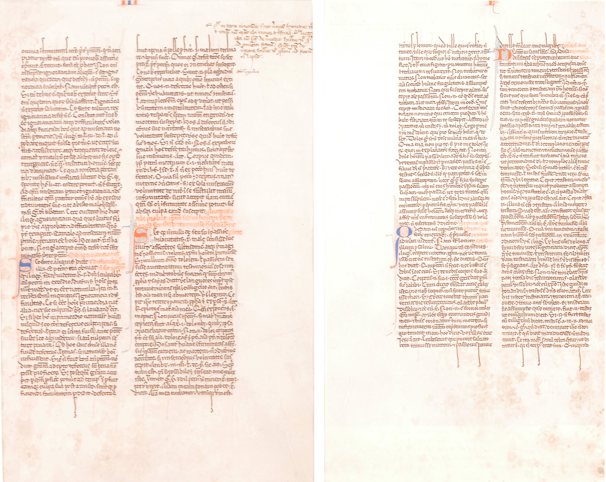 14th Century Leaf from Petrus Lombardus' Quatuor Libri Sententiarum. A leaf from Quatuor Libri