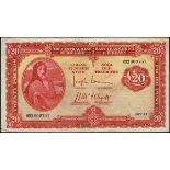Central Bank of Ireland, 'Lady Lavery', Twenty Pounds, 13-7-51. 05X 009757, signed Brennan and