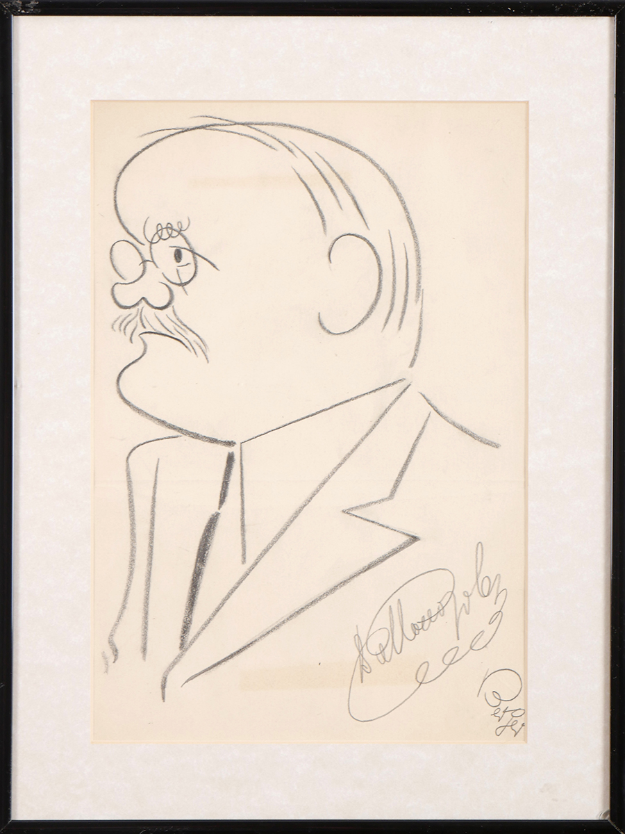 Vyacheslav Molotov, Soviet Minister of Foreign Affairs, caricature by Oscar Berger, signed by artist - Image 2 of 2