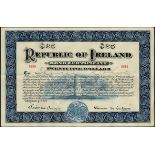 1920 Republic of Ireland Bond Certificate for Twenty-five Dollars Issued by Dáil Eireann, with