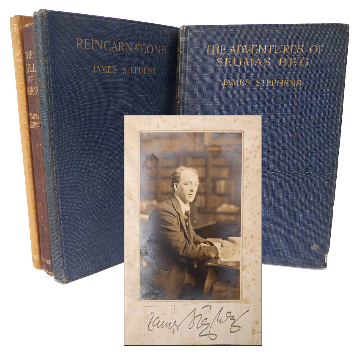 Stephens, James. The Adventures of Seumas Beg, signed. Macmillan and Co, London, 1916, 8vo, blue