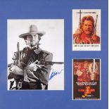 Clint Eastwood signed publicity photograph and two cinema posters. A signed 10" x 8" photograph of