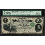 1866-67 Irish Republic Five Dollars 'Fenian' Bond. Redeemable Six Months after the acknowledgment of