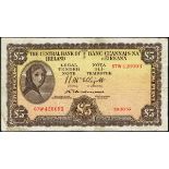 Central Bank 'Lady Lavery' Five Pounds collection, 24-10-55. Signed McElligott and Redmond, fine