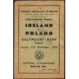 Football, 1938 Ireland v. Poland, programme. Programme for Ireland's match against Poland held at