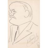 Vyacheslav Molotov, Soviet Minister of Foreign Affairs, caricature by Oscar Berger, signed by artist