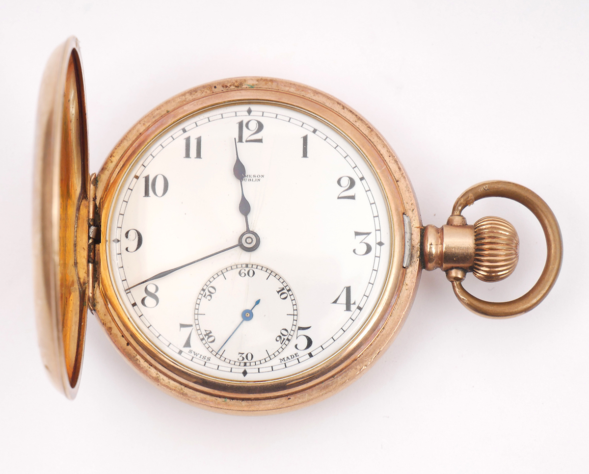 John Joseph McKeon (Sean Mac Keon) his half-hunter pocket watch. A Swiss-made watch in filled gold