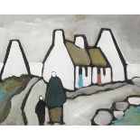 Markey Robinson (1918-1999) TWO FIGURES AND COTTAGES