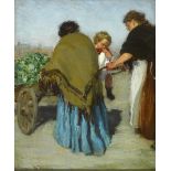 Mary Duncan (1885-1964) WOMEN AND CHILD BY A CART