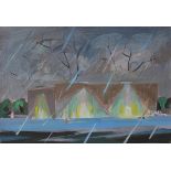 Mairead O'hEocha (b. 1962)STUDY FOR HOARDING, LIGHTS, RAIN, 2019 gouache and acrylic on paper signed