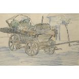 Mary Swanzy HRHA (1882-1978)CART IN CZECHOSLOVAKIA coloured pencil with Pyms Gallery label on
