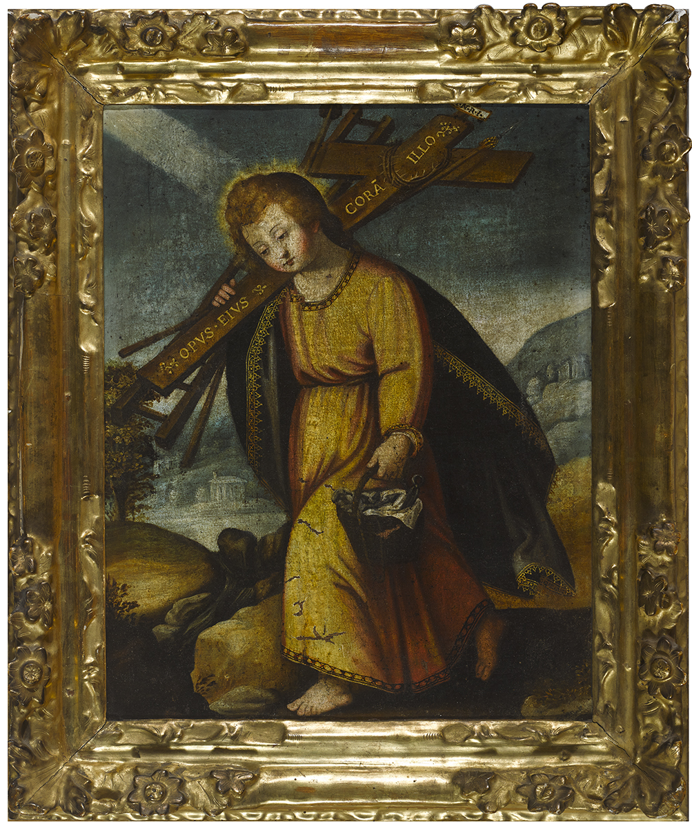 17th Century SpanishSchool THE INFANT CHRIST BEARING THE INSTRUMENTS OF THE PASSION oil on canvas - Image 2 of 3