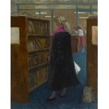 Patrick Leonard HRHA (1918-2005)WOMAN IN A LIBRARY oil on board signed lower left 20 by 16in. (50.