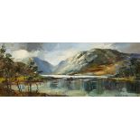 Kenneth Webb RWA FRSA RUA (b.1927)MOUNTAIN AND LAKE SCENE oil on canvas signed lower right 16 by