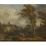 Attributed to Andrea Locatelli (Italian, 1695-1741)CONTINENTAL LANDSCAPE WITH FIGURES oil on