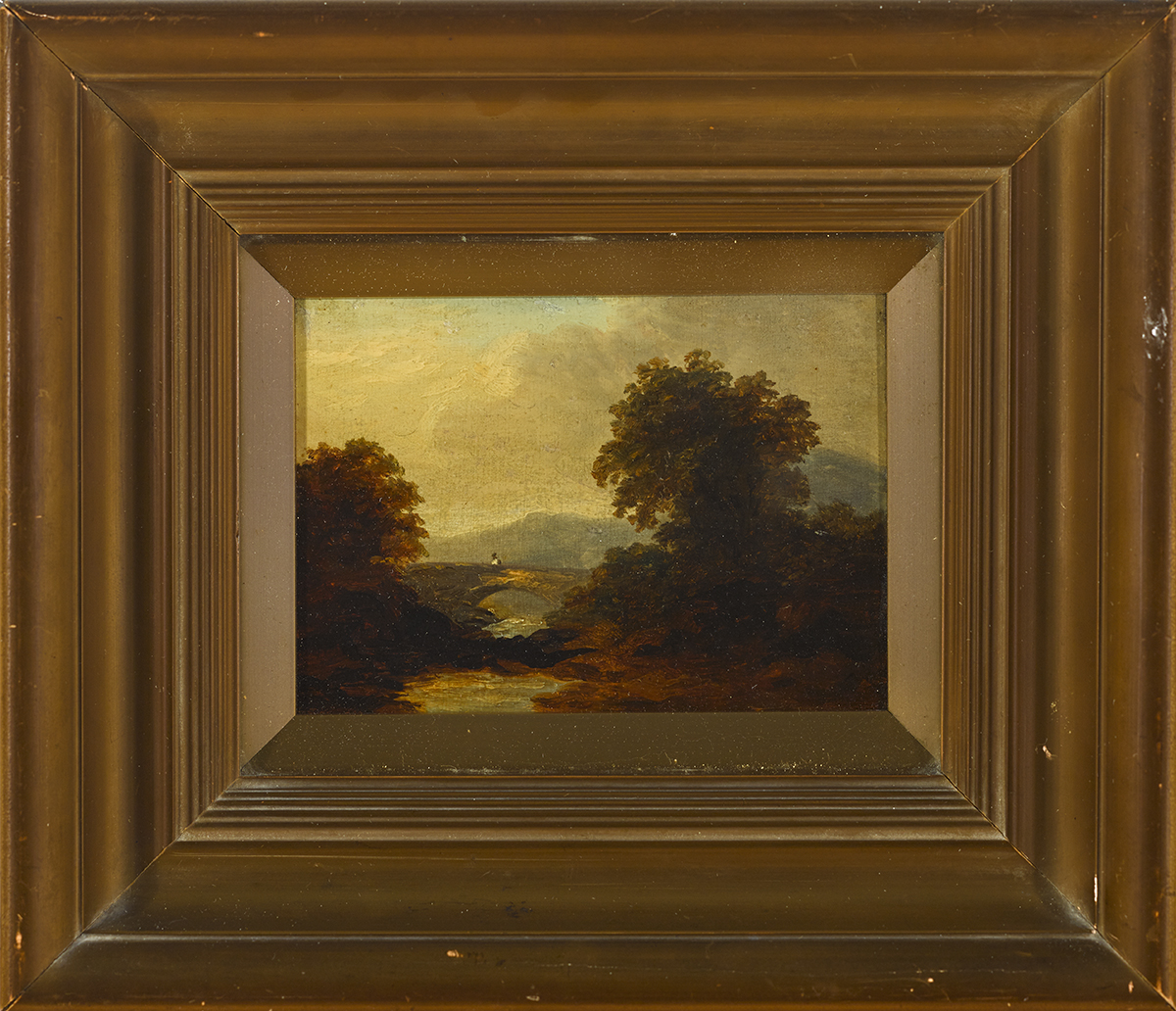 James Arthur O'Connor (1792-1841)DARGLE RIVER oil on panel inscribed on reverse 4 by 5.75in. (10.2 - Image 2 of 3