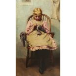 Charlotte Katherine MacCausland (1860-1930)YOUNG GIRL DARNING, 1887 oil on canvas signed and dated