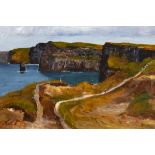 Michael Hanrahan (b.1951)CLIFFS OF MOHER, COUNTY CLARE, 2018 oil on board signed lower left; signed,