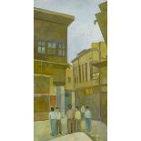 Hafidh Al-Droubi (Iraqi, 1914-1991)BAGHDAD STREET SCENE, 1988 oil on canvas signed and dated in