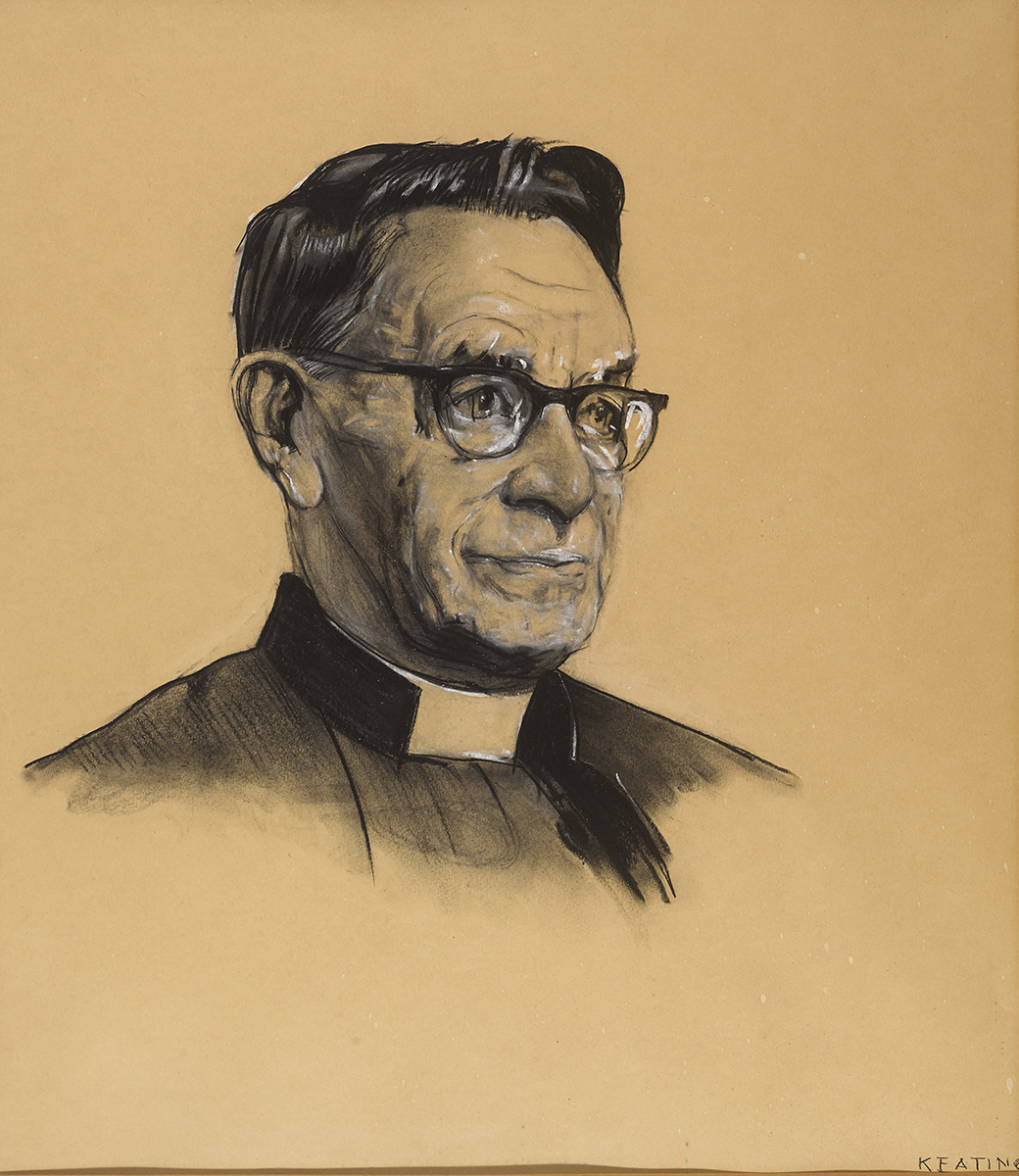 Seán Keating PPRHA HRA HRSA (1889-1977)PORTRAIT OF REV. FR. PATRICK O'MARA S.J. (1875-1969) charcoal