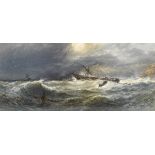 Edwin Hayes RHA RI ROI (1819-1904)SHIPWRECK IN ROUGH SEAS, 1868 watercolour signed and dated lower