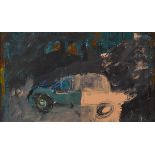 Basil Blackshaw HRHA RUA (1932-2016)BLUE AND PINK TWO-TONED CAR acrylic on panel signed lower left